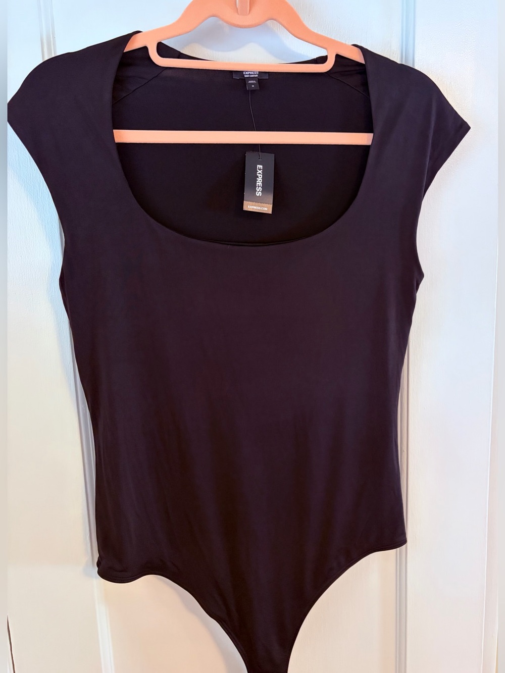 Express Black Scoop Neck Cap Sleeve Bodysuit